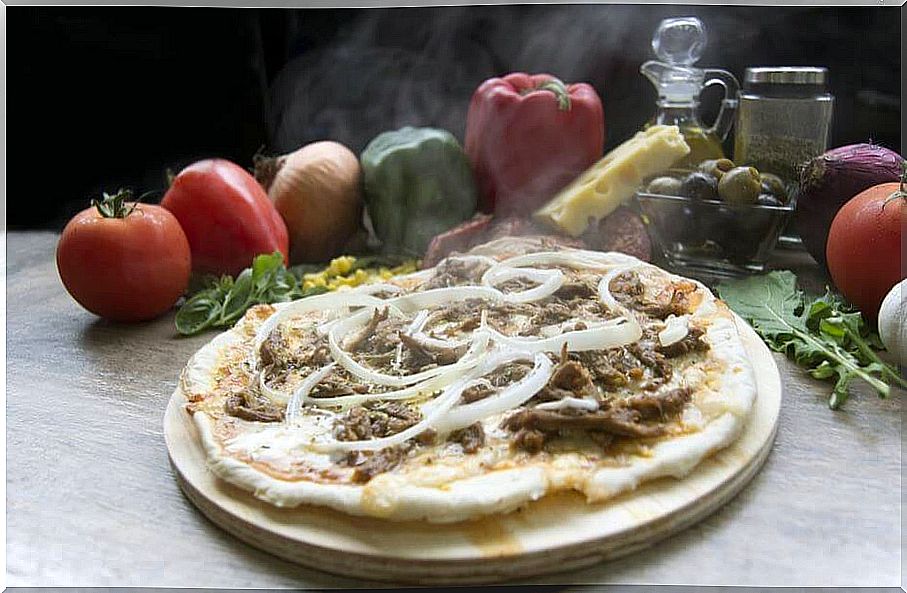 Tapenade pizza.