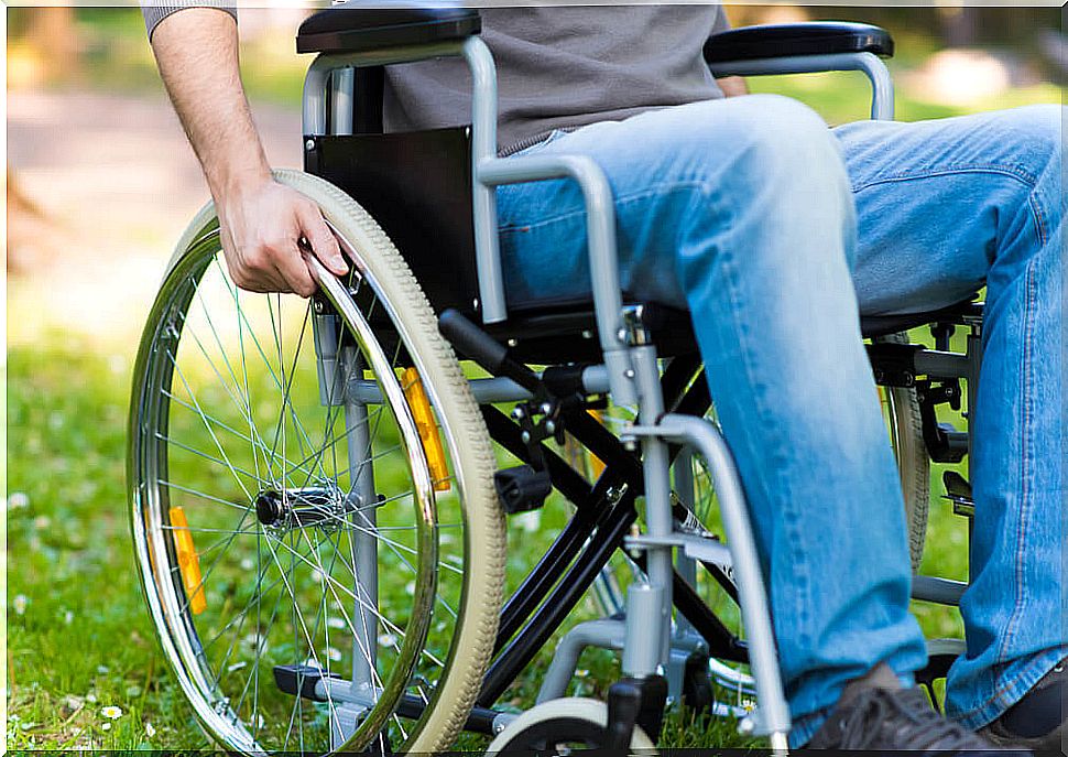 Friedreich's ataxia patient in a wheelchair