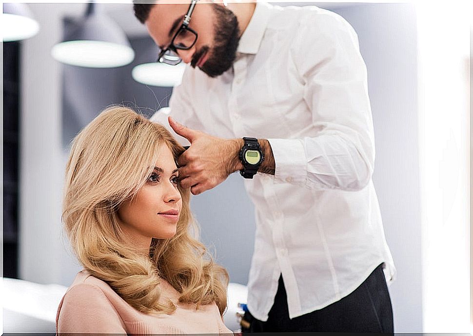 Woman in a hair salon