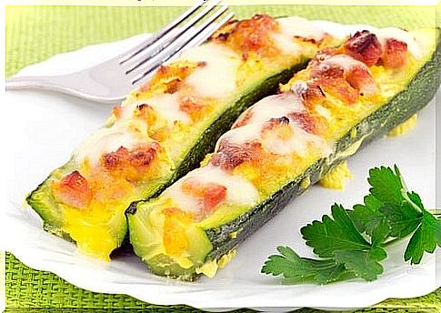 Dish with stuffed zucchini