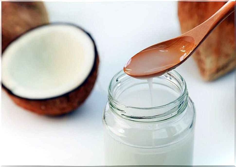 Jar with coconut oil