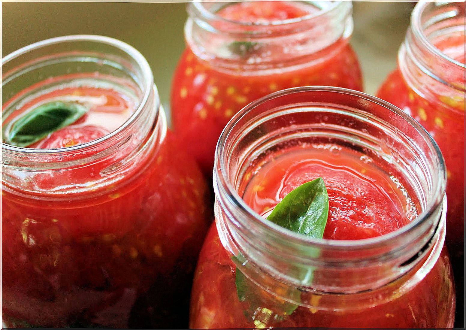 Fresh bottled red tomatoes