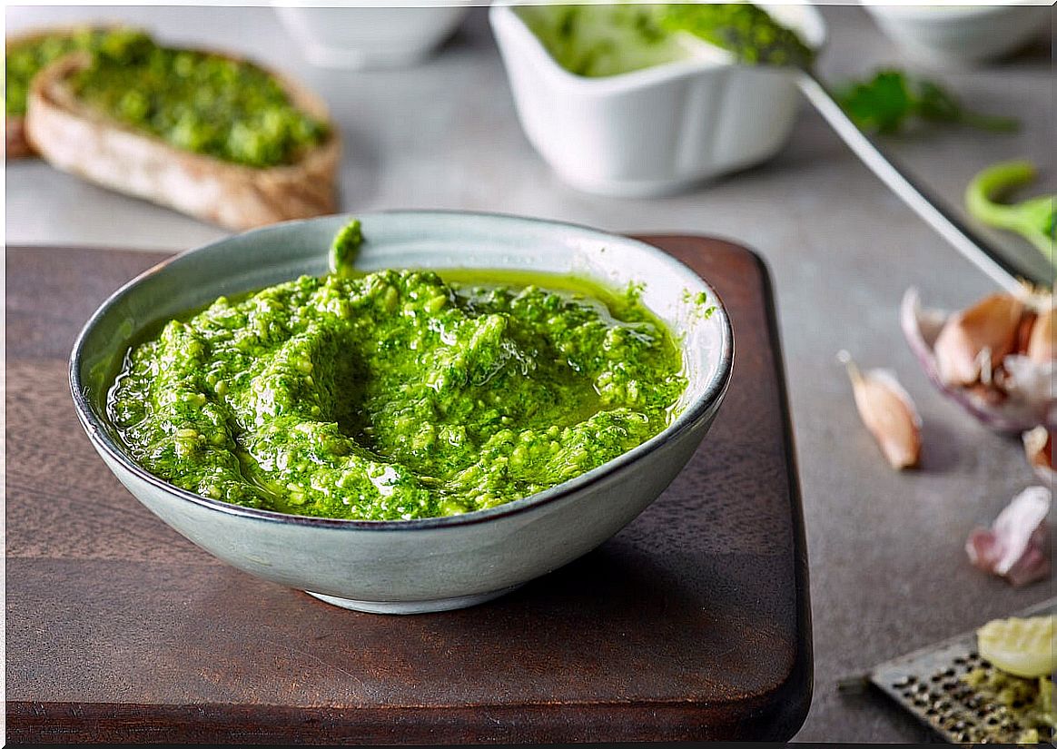 Basil pesto.